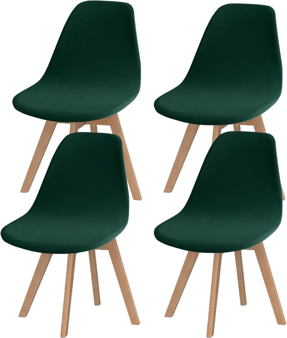 Pack of 4 Velvet Mid Century Modern Dining Chair Covers, Armless Chair Cover,Living Room Side Chair Slipcovers (Kelly)