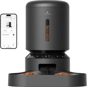 PETLIBRO Automatic Cat Feeder for 2 Cats, 5G WiFi Cat Food Dispenser with APP Remote Feeding, 5L Timed Automatic Dog Feeder, 1-10 Meals/Day, 10s Meal Call, Dual Trays Pet Feeder for Cat, Dog (5L-Dual Tray with WiFi, Black)