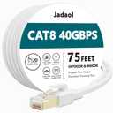 Jadaol Cat 8 Ethernet Cable 75 ft, 40Gbps 2000MHz Flat RJ45 S/FTP LAN Patch Cable, High-Speed Cat8 Network Cable for Router, Modem, Switch, Gaming Consoles, PC, Home Network & Streaming Devices, White