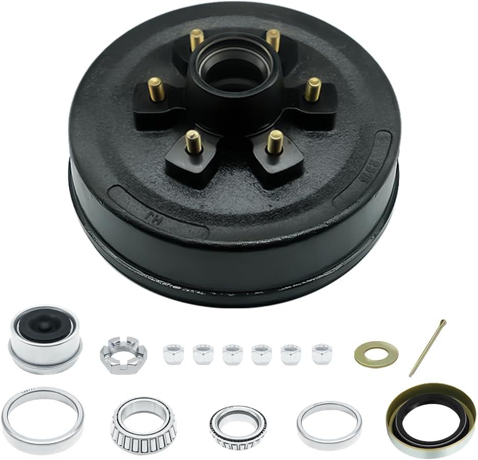 RV MURTS Trailer Hub Kit 6 Bolt on 5.5 for 5,200 lbs, 6,000 lbs, 7,000 lbs Trailer, 12'' x2'' Electric Brakes Assembly with 5 Holes, Trailer Axle Bearing Kit, Grease Seals.