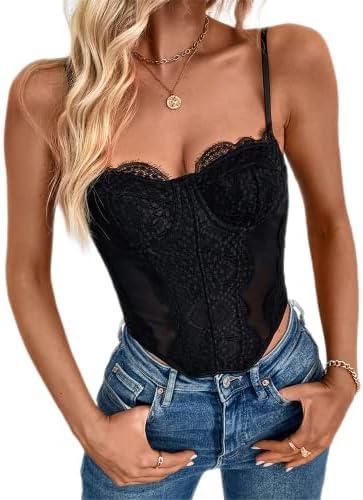 ZXUZKEA Corset Tops For Women Going Out Tank Top Sexy Lace Sleeveless Backless Trendy Corset Crop Tops.Size M