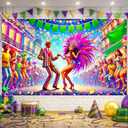 Festival Carnival Banner Mardi Gras Party Backdrop Masquerade Photoshoot Photography Background Purple New Orleans Mask Mardi Gras Party Decorations Banner Photo Booth Props (Feathered Mask#006)