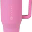HydroJug Traveler - 40 oz Water Bottle with Handle & Flip Straw - Fits in Cup Holder, Leak Resistant Tumbler-Reusable Insulated Stainless Steel & Rubber Base - Gifts for Women & Men, Taffy