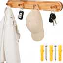 15.2inch Wood Wall Hooks,Solid Wood Coat Rack， Wooden Coat Rack Wall Mount,4 Wooden Hooks for Hanging，Simple Design for Home Organization