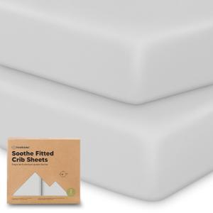 KeaBabies 2-Pack Organic Crib Sheets for Boys, Girls - 52x28 Fitted Crib Mattress Sheet Neutral, Breathable Jersey Cotton Cover for Baby Bed, Toddler Mattress, Soft & Cute Prints (French Gray)