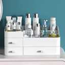 MIUOPUR Makeup Organizer for Vanity, Plastic Cosmetics Organizer with Drawers, Ideal for Bathroom Counter, Large Capacity Desktop Organizer for Skincare - Large White