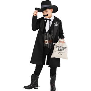 Morph Cowboy Costume for Boys Kids Cowboy Costume Boys Western Sheriff Outfit for Boy Halloween Costumes For Kids (Large)