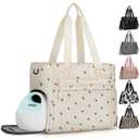 Large Travel Diaper Bag Tote with 14 Inch Laptop Sleeve, Breast Pump Bag for Mom and Dad, Mommy Maternity Travel Baby Bag for Boys and Girls, Strawberry