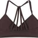 AUROLA Mercury Workout Sports Bras Women Athletic Removable Padded Backless Strapy Minimal Crop Top (Brown, S)