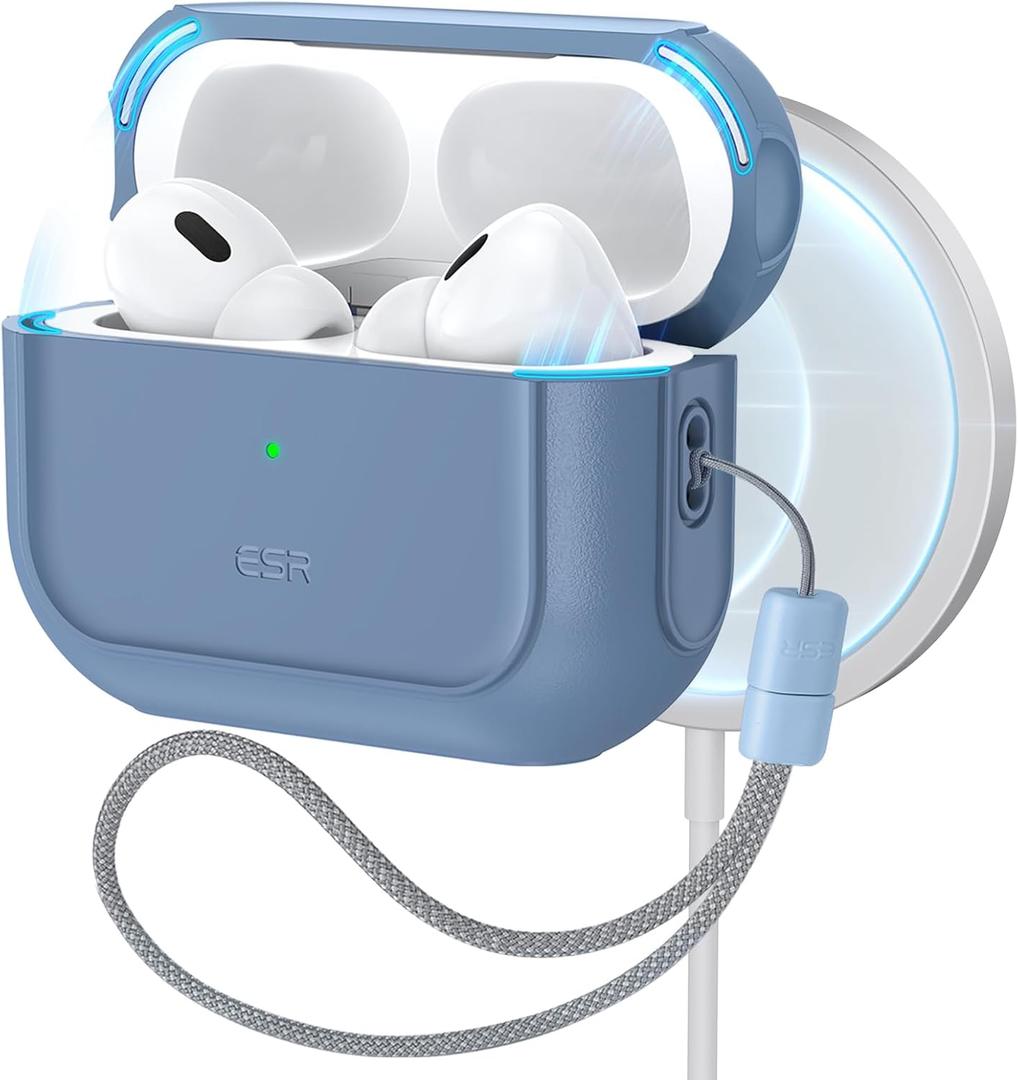 ESR for AirPods Pro 2nd Generation Case, Compatible with Airpods Pro Case 2nd/1st Gen (2023/2022/2019), Compatible with MagSafe, Full Drop Protection Cover with Lanyard, Blue