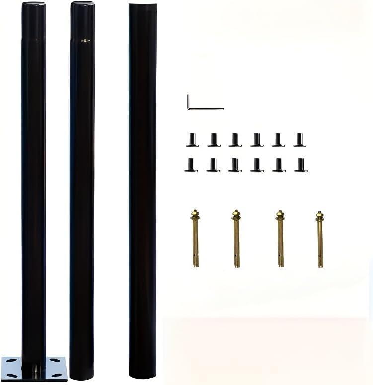 Outdoor Lamp Post, 118 Inches, 3-Section Metal Pole, Black, with Mounting Hardware (only lamp Pole, not Included Lamps)