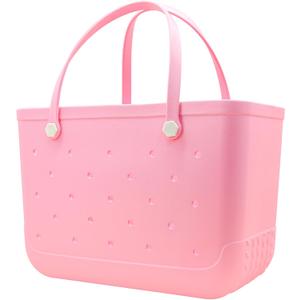 X-Large Waterproof Sandproof Rubber Beach Tote Bag with Zipper Pocket and Phone Kickstand Cup