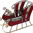 Sunset Vista Designs Decorative Jolly Santa Sleigh Rusted Display, Extra Large, Red Wood & Metal