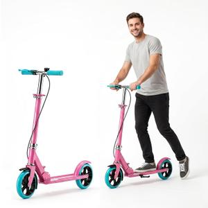 Scooters for Kids 8-12, Teens & Adults - Foldable&Portable Commuter Scooter with 8" Wheels, Bell, Hand Brake & Adjustable Height 30"-40.5", 240 lbs, Manual Push Scooter for Campus & Park