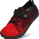 LeIsfIt Kids Girls Boys Shoes Wide Barefoot Shoes Kids Anti-Slip Sneakers Lightweight Hiking Sneakers for Toddler Little Big Kid (Redblack), Size 13