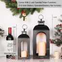 LED Lantern Decorative Outdoor&Indoor, Set of 4 (17’’&13’’) Black Metal Lanterns Decor, Vintage Hanging Candle Holder for Home Porch Wedding Halloween Christmas Decorations Battery Powered