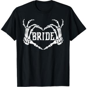 Spooky Bride Skeleton Hands Halloween Engagement Wedding T-Shirt