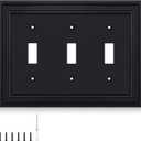 Matte Black Decorative Outlet Covers Wall Plates, Bamboo Fiber Light Switch Covers, Natural Material Electric Receptacle Switch Plate Outlet Cover of various styles (3 Gang Toggle 1 Pack)