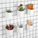 Threehoney 6 Pcs Grid Wall Baskets for Storage Grid Panel Accessories Hanging Bins Gridwall Cups for Kitchen and Bathroom, Hanging Baskets for Organizing, White