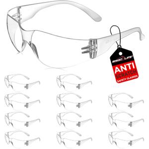 BISON LIFE Safety Glasses - Scratch Resistant Wrap Around Eyewear, Polycarbonate ANSI Z87.1 Impact Resistant Lens (Clear/Clear)