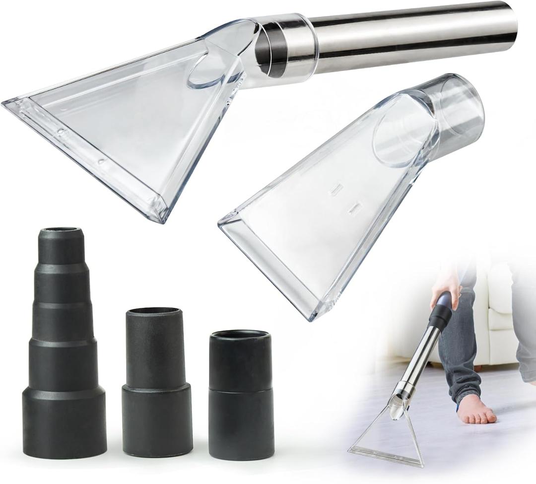 Universal Clear Vacuum Extraction Accessory with 1-1/4,1-7/8 and 2-1/2 Adapter, Compatible with All Shop Vac Extractor, Wet Dry Vacuum Cleaner Attachments for Upholstery, Carpet Cleaning, Car Detailing