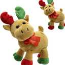 The Dreidel Company Christmas Santa Moose, Plush Belly Buddy, 8" Inch Plush Stuffed, Super Soft and Cuddly Toy, Classroom Decorations, Boys and Girls