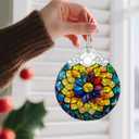 Stained Glass Ornament, Christmas Ornaments, Christmas Decorations for Tree, Holiday Ornament, Gifts for Her, Holiday Party Gifts, Gift Ideas & Xmas Gift - Rainbow Mandala