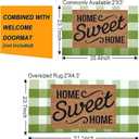 Buffalo Plaid Outdoor Rug 24''x51''Green and White Checkered Front Porch Rug Cotton Woven Washable Door Mat Outdoor for Layered Hello Welcome Door Mat Farmhouse Entryway