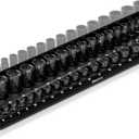 Olsa Tools Magnetic Socket Organizer (3/8-Inch Drive, 3 Row) - Magnetic Tool Organizer & Socket Holder - Tool Box Socket Organizers - Metric Black - Holds 54 Sockets - Professional Grade - Part: 1553