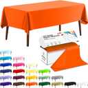 CXPSINC 54 Inch X 300 Feet Plastic Table Cover Roll Disposable Tablecloth with Slide Cutter for All Type/Shape Tables | Party, Banquet, Birthdays, Weddings(Orange, 300 Feet, 3600" x 54"
