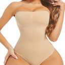 Strapless Shapewear Tummy Control Bodysuit Body Shaper Women (Small, Beige)
