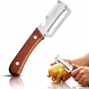 4 x 2026 Upgrade Multi-Functional Vegetable Peeler, 3 in 1 Multi Functional Wooden Handle Peeler and Bottle Opener, Kitchen Gadgets Tool for Fruit Pumpkin Peeling Potato Carrot Veggie Peeler (1)