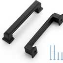 Ravinte Hardware 10 Pack Matte Black Cabinet Pulls, 3-3/4 Inch (96mm) Hole Center Zinc Alloy Drawer Handles for Kitchen Cabinets, Cupboards, Dressers, Square Solid Metal Hardware
