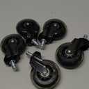 Office Chair Wheels 3" Inch Roller Blade Rubber Chair Casters Replacement, Heavy Duty Quiet No Scratch Gaming Chair Wheel for Hardwood Floor Carpet, Set of 5, 11mm Universal Fit/Not for 1KEA (transparent)