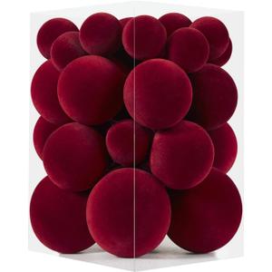 Velvet Christmas Ornaments Set 38Pcs Flocked Shatterproof Christmas Ornaments for Christmas Tree Decorations Xmas Decorative Hanging Christmas Ball Ornaments for Holiday Home Decor (Burgundy)
