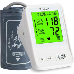 Blood Pressure Monitor Upper Arm Automatic Digital BP Machine Wide Range Cuff (8.7'' -16.5'') 2x99 Reading Memory Large LCD Screen 3 Color Backlight for Home Use