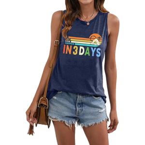 2 x Easter Shirts for Women Easter Christian Tee a Lot Can Happen in Three Days Casual Sleeveless Tank Tops (Blue, L)