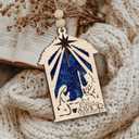 2 x Nativity Ornament Christ The Savior is Born  Wooden Christmas Tree Decoration with Holy Family & Star of Bethlehem  Rustic Christian Holiday Keepsake & Religious Ornament Gift