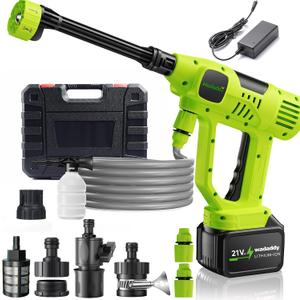 Cordless Car Washer, 1100PSI, Portable Cleaning Tool with 6-in-1 Nozzle, 10 Spray Settings, Battery Display, Self-Priming System for Car, Garden, Patio & Floor