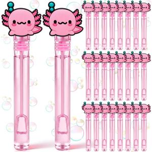 24 Pcs Axolotl Party Favors Axolotl Bubble Wands Bulk for Birthday Party Supplies Piata Goodie Bag Stuffers Carnival Prizes Summer Gifts