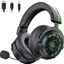 EKSA StarEngine Pro USB Gaming Headset - 7.1 Surround Sound for PC PS4 PS5 Xbox One, Over Ear Computer Headphones with Noise Cancelling Mic, Dual Chamber Driver, Game/Muisc Mode, Led Wired Headphones (Black Green)
