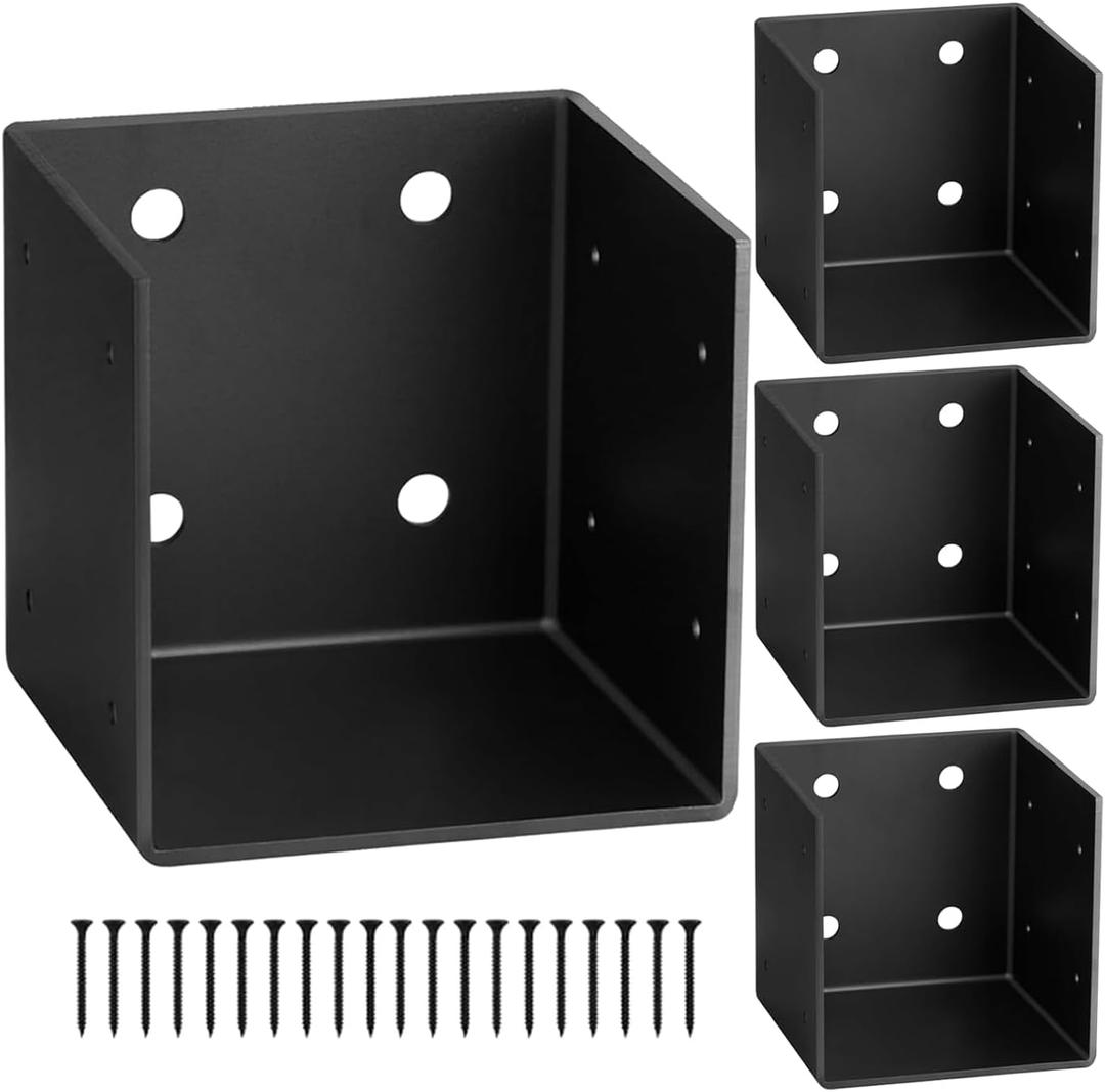 4 PCS Pergola Wall Mount Bracket for 4x4/4x6 Posts, Heavy-Duty Wood Joist Hanger Framing Brackets, Universal Fit for Gazebos, Patio Covers & All Outdoor Structures (4Pcs/for 44 Post)