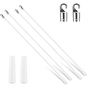 Bokon 4 Pcs Blinds Wand Replacement with Hook and Handle White Fiberglass Long Vertica Blind Wand for Windows Curtain Door Shades Opener Accessory (24 Inch)