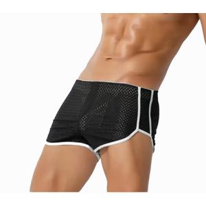 Men's 3-Inch Mesh Workout Shorts - Breathable Quick-Dry Lounge Running Sexy Gym Athletic Fitness Casual , Large Short, A Black