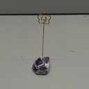 PATIKIL Table Number Holder, 1Pcs Photo Clip Holders Crystal Stone Quartz Desk Card Holder Raw Flower Shape Iron Memo Note Photo Stand for Wedding Party Home Office Decor, Purple