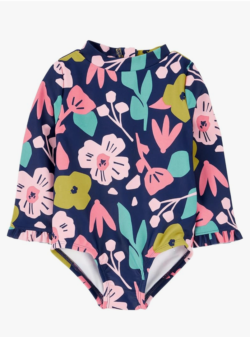 Simple Joys by Carter's Girls' Long Sleeve Zipper One Piece Swimsuit 2 T