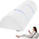 Knee Pillow for Back Sleeping, Memory Foam Bolster Pillow for Legs, Under Knee Pillow for Sleeping, Leg Pillow for Back & Hip Pain Relief, Half Moon Boslter, White