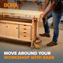 Bora Heavy Duty Workbench 4-Caster Set for Workshop Mobility, Swivel, Locking 155 Pound Non-Marking Rubber 3-inch Wheels, Total Weight Capacity of 620 pounds, Metal Foot Levers for Braking, PM-950