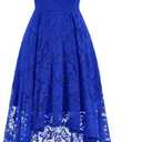 Dressystar Women Halter Lace Wedding Guest Dress Hi-Lo Cocktail Party Bridesmaid Formal Dresses, Royal Blue XS