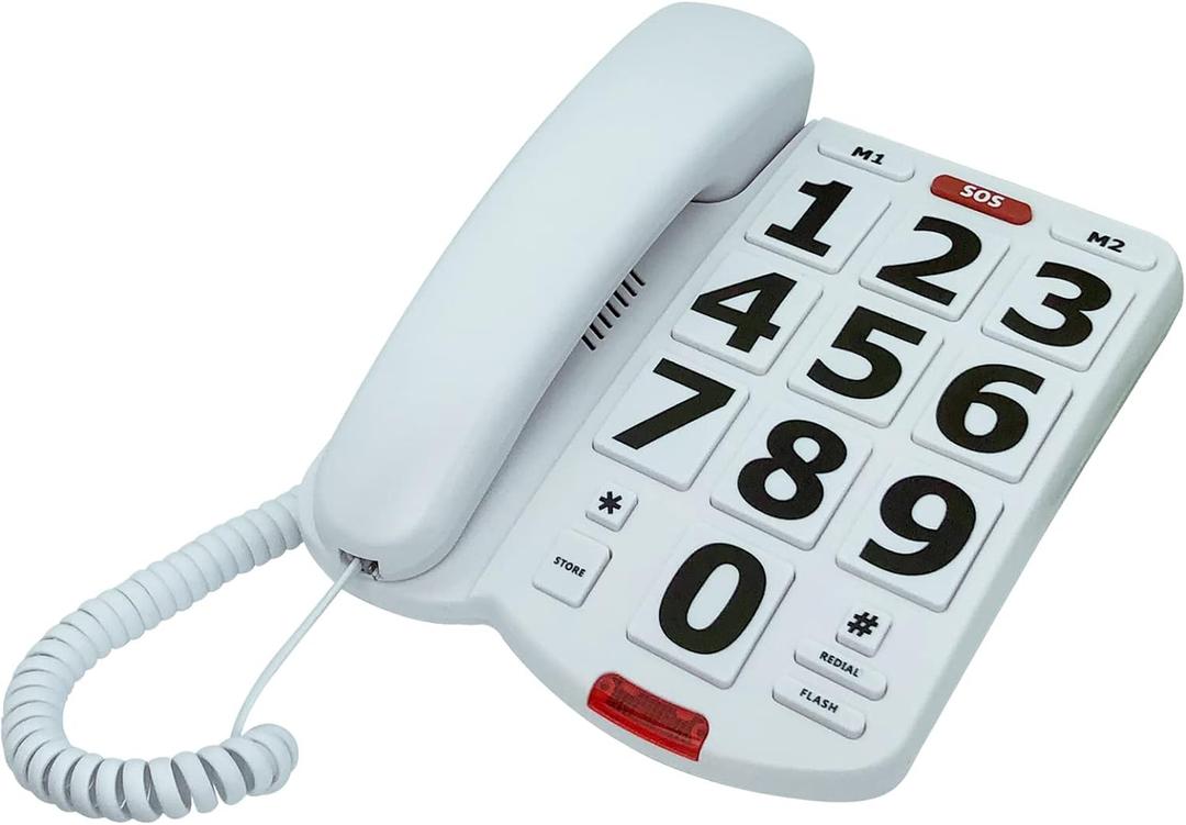 TelPal Corded Big Button Phone for Seniors Home, Wired Simple Basic Landline Telephone for Visually Impaired Old People with Large Easy Buttons, Emergency House Phones